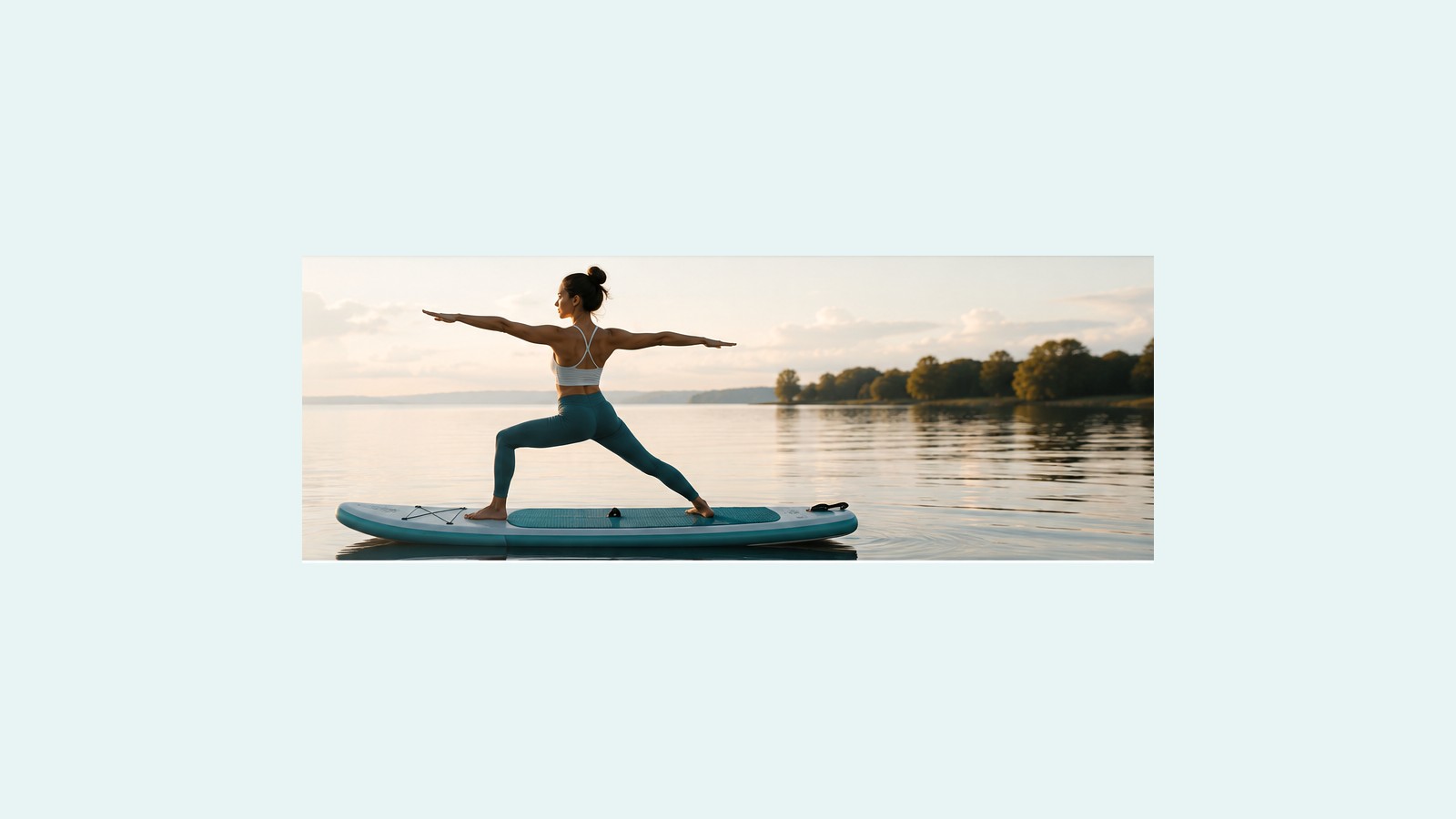 Yoga på SUP-bräda på lugnt vatten